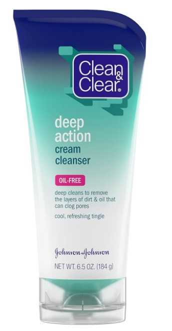 Clean & Clear Oil-Free Deep Action Cream Facial Cleanser with Salicylic Acid Acne Medication, Cooling Face Wash for Deep Pore Cleansing