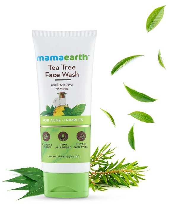 MAMAEARTH Tea Tree Natural Face Wash for Acne & Pimples Wash 100 ml - For Normal & Dry Skin